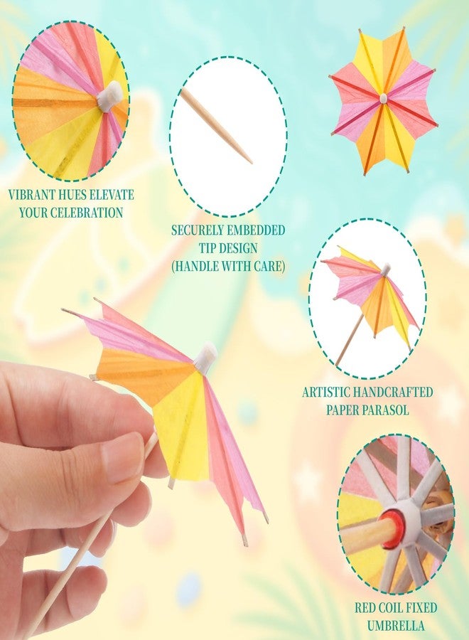 Notoke [4 Styles] Cocktail Drink Umbrellas Picks Toothpicks - 70PCS Colorful Variations Cocktail Picks with Wooden Sticks | Mini Paper Parasols for Tiki Luau & Hawaiian Party Decorations Beverage Garnish - Image 3